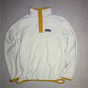 Patagonia Pelican White & Mustard Yellow Micro D Fleece Pullover XXS